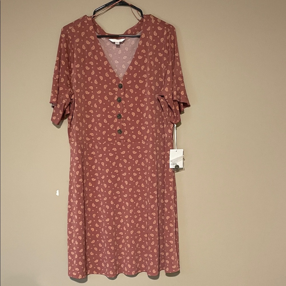 LC Lauren Conrad Fit and Flare Floral Button Front Dress